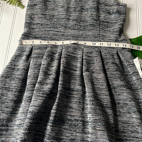 Anthropologie ganni tweed dress blue grey mock neck sleeveless - Picture 10 of 13